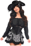 Daisy Corsets Top Drawer 4 PC Black/White Striped Premium Pirate Corset Costume - Daisy Corsets