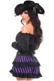 Daisy Corsets Top Drawer 4 PC Black/Purple Striped Premium Pirate Corset Costume - Daisy Corsets
