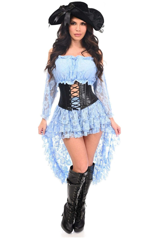 Daisy Corsets Top Drawer 4 PC Lt Blue Premium Pirate Corset Costume - Daisy Corsets - Flyclothing LLC
