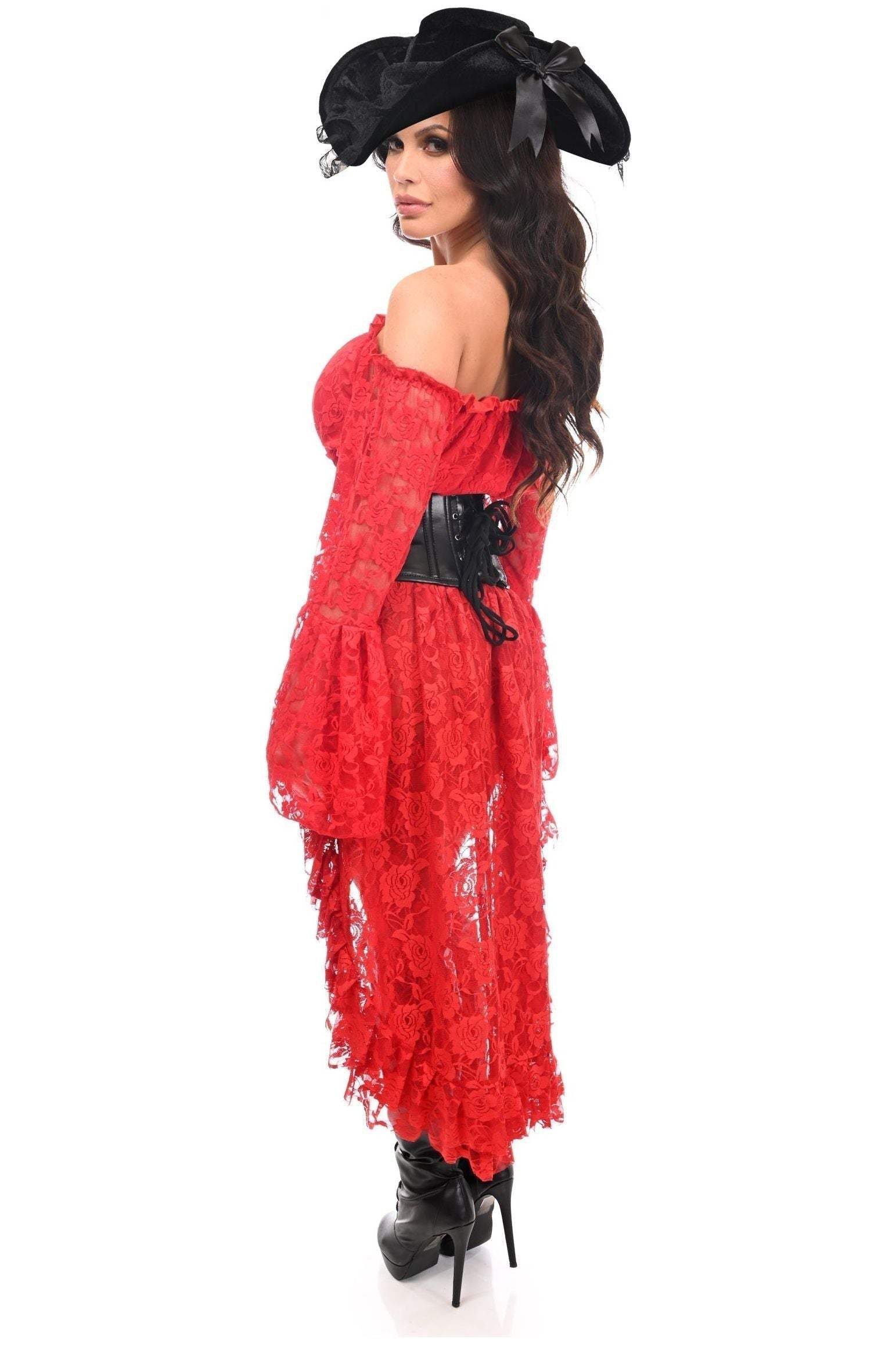 Daisy Corsets Top Drawer 4 PC Red Premium Pirate Corset Costume - Daisy Corsets - Flyclothing LLC