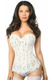 Daisy Corsets Top Drawer White Lace Steel Boned Corset w/Rhinestones - Daisy Corsets - Flyclothing LLC