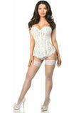 Daisy Corsets Top Drawer White Lace Steel Boned Corset w/Rhinestones - Daisy Corsets - Flyclothing LLC