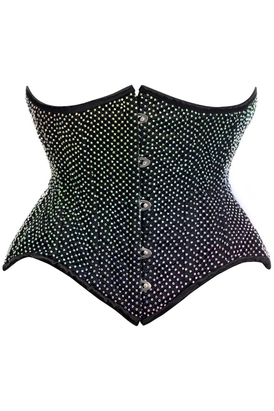 Daisy Corsets Top Drawer Rainbow Rhinestone Steel Boned Underbust Cincher Corset - Daisy Corsets