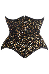 Daisy Corsets Top Drawer Black/Gold Sequin Steel Boned Underbust Cincher Corset - Daisy Corsets - Flyclothing LLC