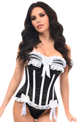 Daisy Corsets Top Drawer Black/White Steel Boned Burlesque Corset - Daisy Corsets
