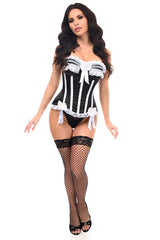 Daisy Corsets Top Drawer Black/White Steel Boned Burlesque Corset - Daisy Corsets