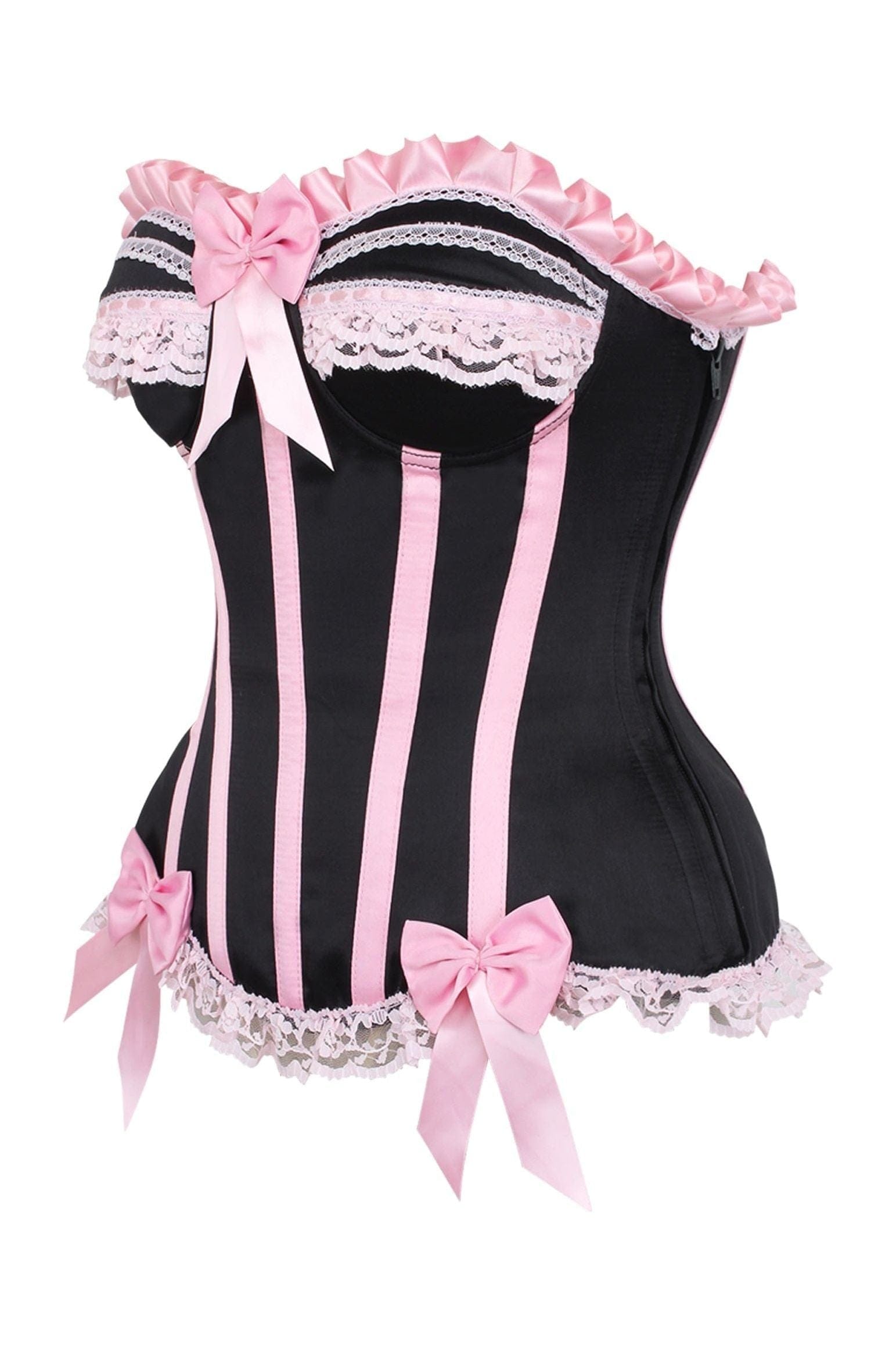 Daisy Corsets Top Drawer Black/Pink Steel Boned Burlesque Corset - Daisy Corsets