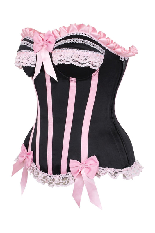 Daisy Corsets Top Drawer Black/Pink Steel Boned Burlesque Corset - Daisy Corsets
