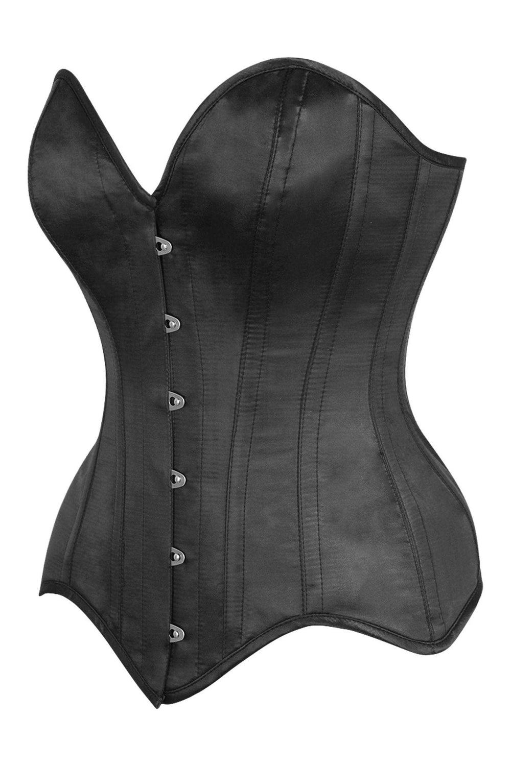 Daisy Corsets Top Drawer Black Satin Steel Boned Overbust Corset - Daisy Corsets - Flyclothing LLC