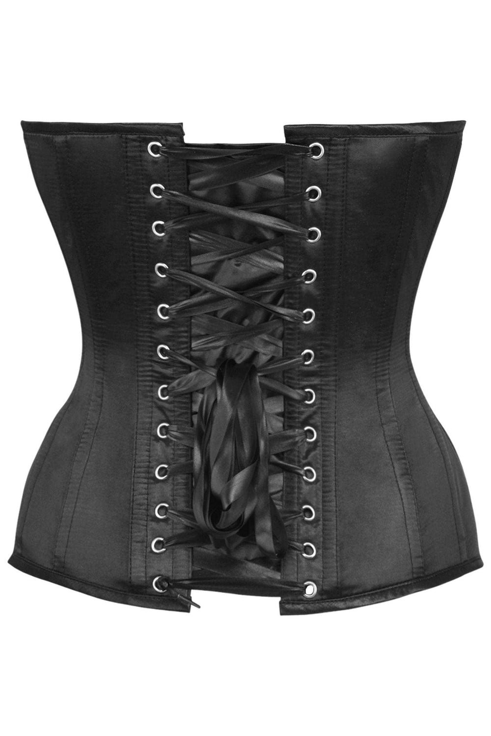 Daisy Corsets Top Drawer Black Satin Steel Boned Overbust Corset - Daisy Corsets - Flyclothing LLC