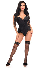 Daisy Corsets Top Drawer Black Satin Steel Boned Overbust Corset - Daisy Corsets - Flyclothing LLC