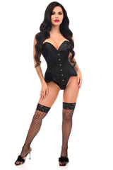 Daisy Corsets Top Drawer Black Satin Steel Boned Overbust Corset - Daisy Corsets