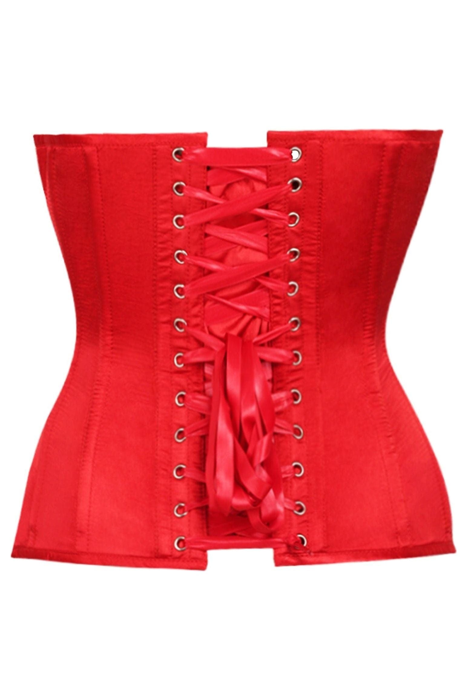 Daisy Corsets Top Drawer Red Satin Steel Boned Overbust Corset - Daisy Corsets