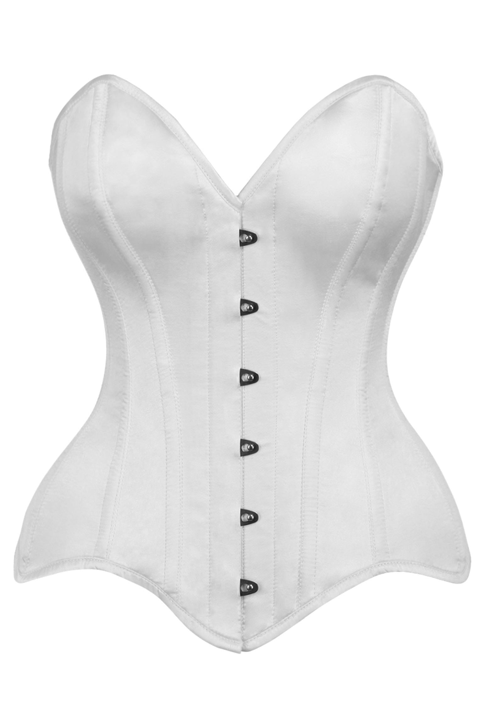 Daisy Corsets Top Drawer White Satin Steel Boned Overbust Corset - Daisy Corsets