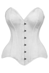 Daisy Corsets Top Drawer White Satin Steel Boned Overbust Corset - Daisy Corsets - Flyclothing LLC