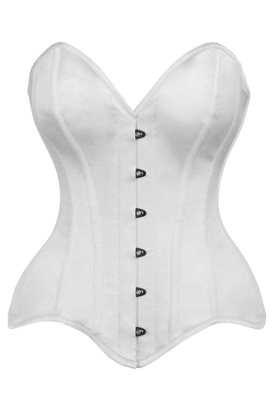Daisy Corsets Top Drawer White Satin Steel Boned Overbust Corset - Daisy Corsets