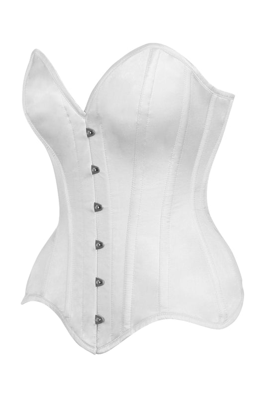 Daisy Corsets Top Drawer White Satin Steel Boned Overbust Corset - Daisy Corsets