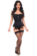 Daisy Corsets Top Drawer Black Satin Steel Boned Overbust Corset - Daisy Corsets
