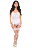 Daisy Corsets Top Drawer White Satin Steel Boned Burlesque Corset - Daisy Corsets