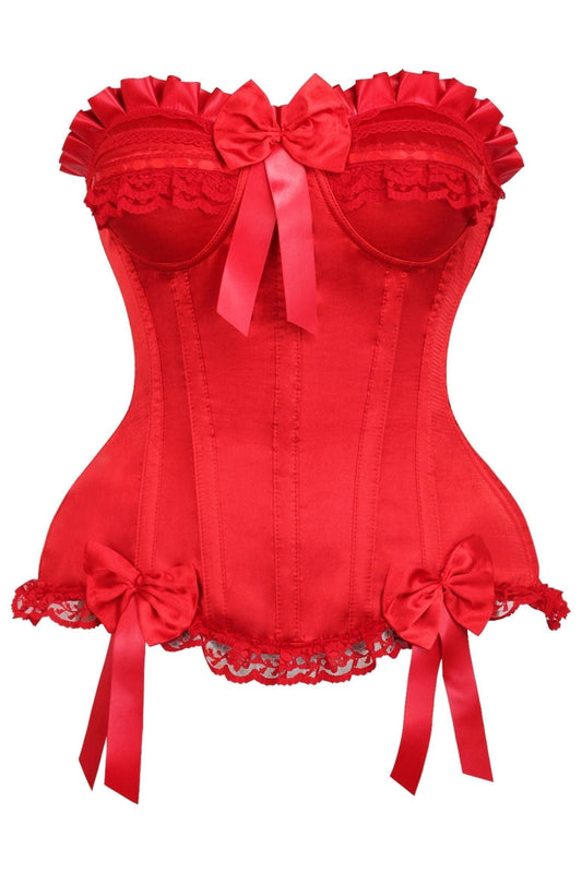 Daisy Corsets Top Drawer Red Satin Steel Boned Burlesque Corset - Daisy Corsets