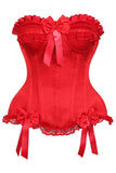 Daisy Corsets Top Drawer Red Satin Steel Boned Burlesque Corset - Daisy Corsets