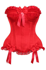 Daisy Corsets Top Drawer Red Satin Steel Boned Burlesque Corset - Daisy Corsets