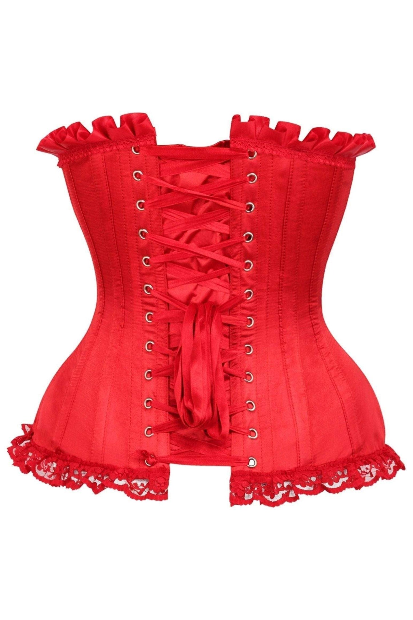 Daisy Corsets Top Drawer Red Satin Steel Boned Burlesque Corset - Daisy Corsets - Flyclothing LLC
