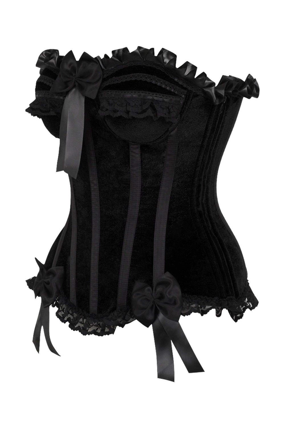 Daisy Corsets Top Drawer Black Velvet Steel Boned Burlesque Corset - Daisy Corsets - Flyclothing LLC