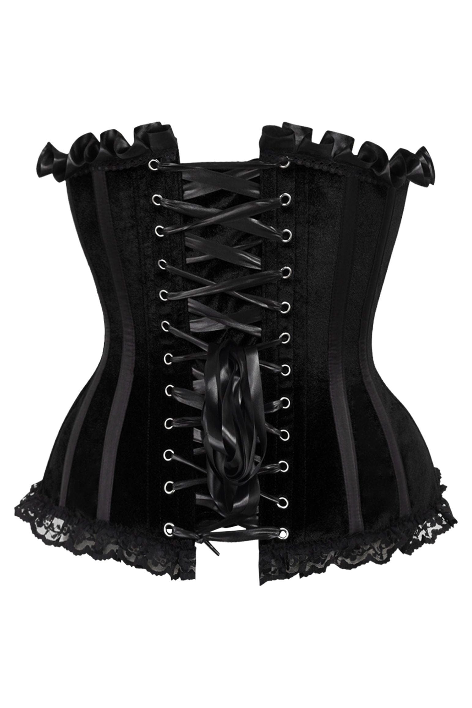 Daisy Corsets Top Drawer Black Velvet Steel Boned Burlesque Corset - Daisy Corsets