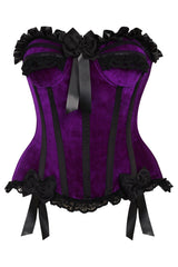 Daisy Corsets Top Drawer Purple Velvet Steel Boned Burlesque Corset - Daisy Corsets