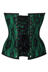 Daisy Corsets Top Drawer Green Satin w/Black Lace Overlay Steel Boned Overbust Corset - Daisy Corsets