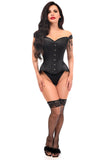 Daisy Corsets Top Drawer Black Satin Steel Boned Corset w/Straps - Daisy Corsets
