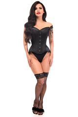 Daisy Corsets Top Drawer Black Satin Steel Boned Corset w/Straps - Daisy Corsets