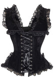 Daisy Corsets Top Drawer Black Velvet & Lace Steel Boned Corset w/Cap Sleeves - Daisy Corsets