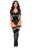 Daisy Corsets Top Drawer Black Patent PVC Vinyl Double Steel Boned Curvy Cut Waist Cincher - Daisy Corsets