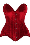 Daisy Corsets Top Drawer Dark Red Velvet Steel Boned Overbust Corset - Daisy Corsets
