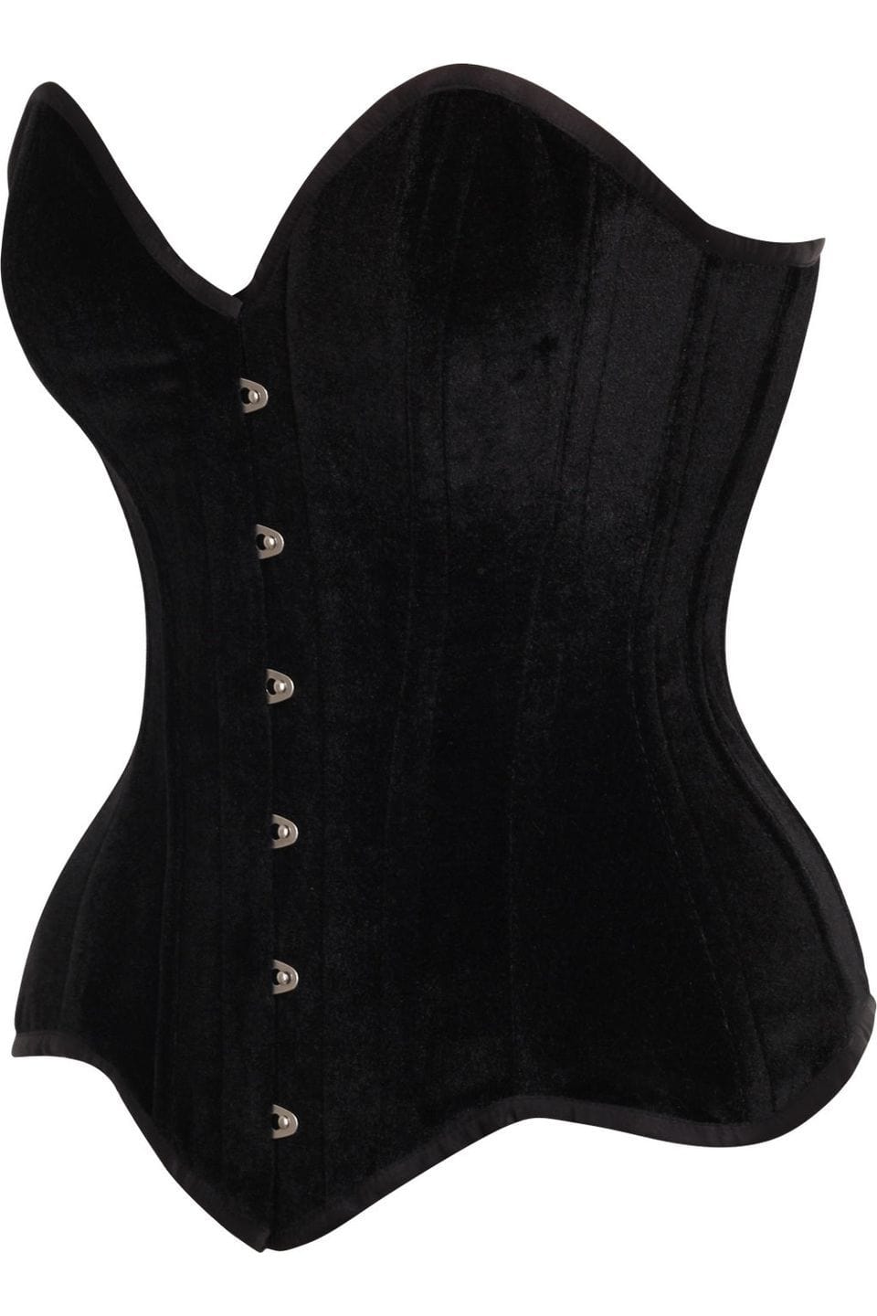 Daisy Corsets Top Drawer Black Velvet Steel Boned Overbust Corset - Daisy Corsets