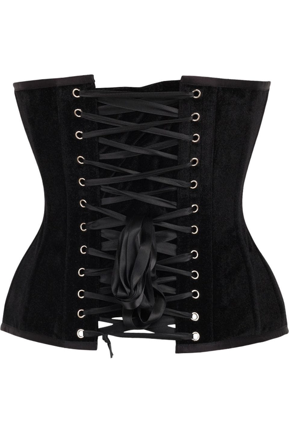 Daisy Corsets Top Drawer Black Velvet Steel Boned Overbust Corset - Daisy Corsets