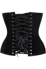 Daisy Corsets Top Drawer Black Velvet Steel Boned Overbust Corset - Daisy Corsets