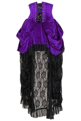 Daisy Corsets Top Drawer Steel Boned Purple Velvet Victorian Bustle Underbust Corset Dress - Daisy Corsets