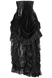Daisy Corsets Top Drawer Steel Boned Black Velvet Victorian Bustle Underbust Corset Dress - Daisy Corsets