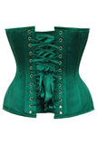Daisy Corsets Top Drawer Dark Green Satin Steel Boned Overbust Corset - Daisy Corsets