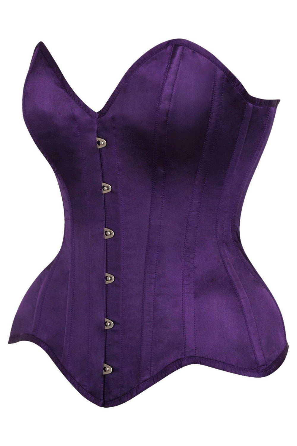 Daisy Corsets Top Drawer Dark Purple Satin Steel Boned Overbust Corset - Daisy Corsets - Flyclothing LLC
