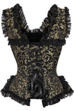 Daisy Corsets Top Drawer Gold/Black Swirl Brocade & Lace Steel Boned Corset w/Cap Sleeves - Daisy Corsets