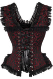 Daisy Corsets Top Drawer Red/Black Swirl Brocade & Lace Steel Boned Corset w/Cap Sleeves - Daisy Corsets