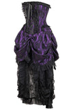 Daisy Corsets Top Drawer Steel Boned Purple w/Black Lace Bustle Corset Dress - Daisy Corsets