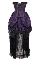 Daisy Corsets Top Drawer Steel Boned Purple w/Black Lace Bustle Corset Dress - Daisy Corsets - Flyclothing LLC