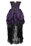 Daisy Corsets Top Drawer Steel Boned Purple w/Black Lace Bustle Corset Dress - Daisy Corsets