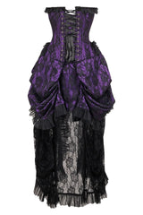 Daisy Corsets Top Drawer Steel Boned Purple w/Black Lace Bustle Corset Dress - Daisy Corsets