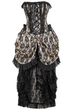 Daisy Corsets Top Drawer Steel Boned Cream w/Black Lace Bustle Corset Dress - Daisy Corsets